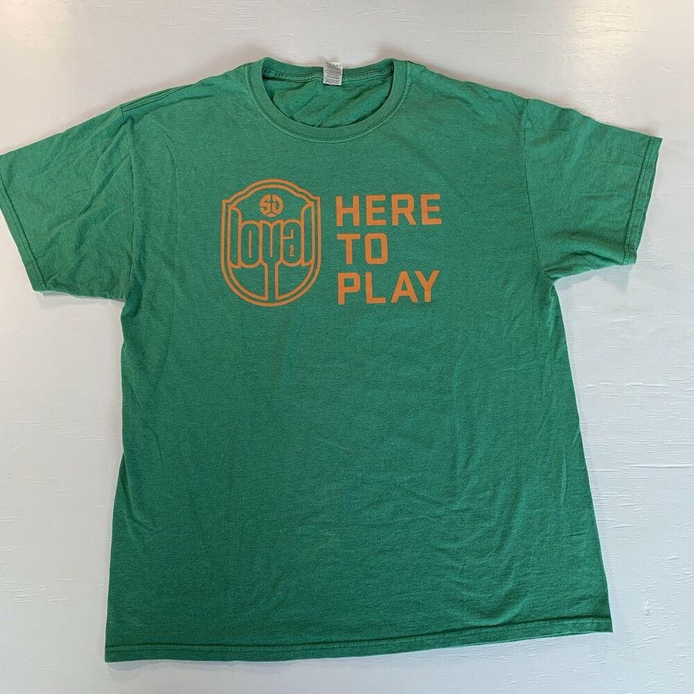 San Diego Loyal FC T-Shirt Size Large Green Here to Play 2020 Opening Day